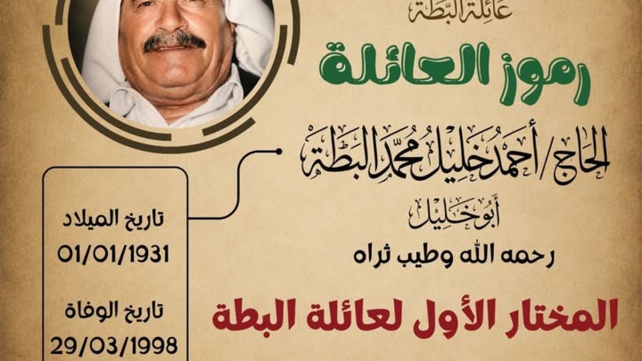 في ذاكرة العائلة: استذكار المختار الأول لعائلة البطة المرحوم الحاج أحمد خليل البطة